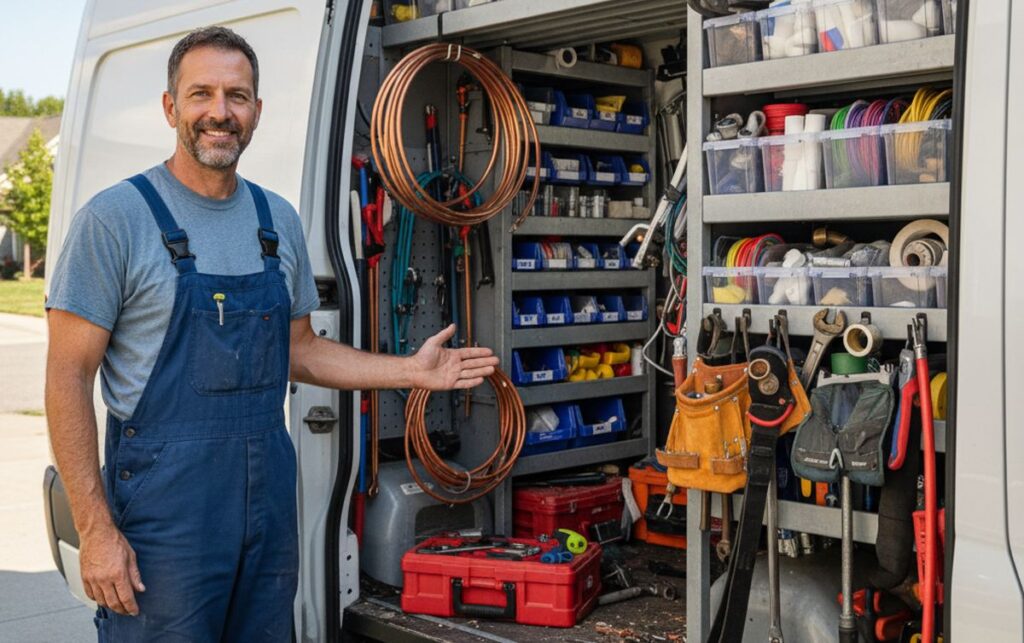 Aménagement d'un fourgon utilitaire pour plombier