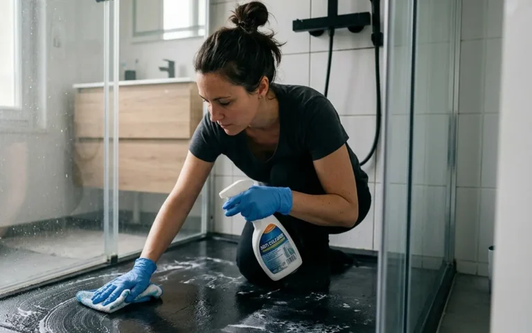 Mes astuces de plombier pour faire partir les traces blanches sur un receveur noir
